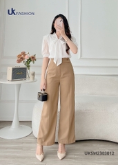 Áo Sơ Mi Tơ Tay Lỡ Nơ Cổ UK Fashion Tiểu Thư, Sang Chảnh UKSM2303012