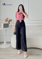 Áo Sơ Mi Tơ Tay Lỡ Nơ Cổ UK Fashion Tiểu Thư, Sang Chảnh UKSM2303012