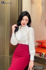 Sơ Mi Cổ Sen Tay Dài Bồng Vai UK Fashion, Áo Tiểu Thư, Basic Cho Quý Cô Công Sở UKFSM2401001