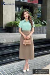 Sơ mi cổ sen kê ren nẹp xinh xắn, điệu đà, hợp dáng cơ bản UKSM2404013