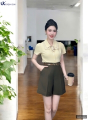 Áo Sơ Mi Ôm Vừa Phối Kẻ Kiểu UK Fashion Công Sở Nữ Thanh Lịch, Nữ Tính Vải Mềm Mịn UKSM2501031