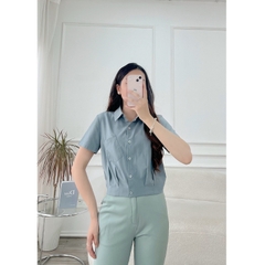 Áo Sơ Mi Cổ Đức Croptop Túi Ngực UK Fashion Đơn Giản Nữ Tính, Trẻ Trung UKSM2303015