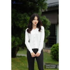 Áo Len Dài Tay Nếp Cúc, Trẻ Trung, Thanh Lịch UKFAL2312003 NK Fashion Công Sở Nữ, Dễ Mặc,Vải Mịn, Ấm Áp