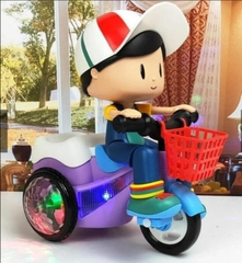 Đồ Chơi Cậu bé Shipper Em Bé Đạp Xe Xoay 360 Độ Có Đèn Và Phát Nhạc