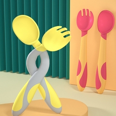 Set Thìa dĩa uốn cong tập xúc Misuta