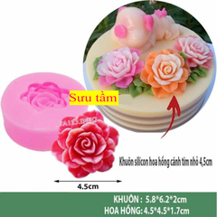000156K1_Khuôn Silicon Hoa Hồng Kiss 5cm làm bánh rau câu