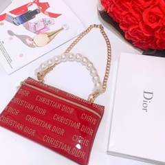 Ví Dior - Màu đỏ đính chữ