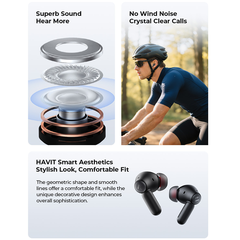 Tai Nghe TWS HAVIT SPACE NC01T, BT 6.0, Hybrid ENC + ANC -45dB, App Havit Life, Nghe Nhạc Đến 30H - Hàng Chính Hãng