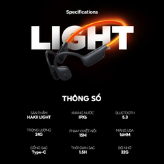 Tai Nghe Chạy bộ Havit Hakii Light, Dây đeo phát sáng, Tích hợp bộ nhớ, Thiết Kế Open-Ear, BT 5.3, Nghe Nhạc Đến 23 Giờ- Hàng Chính Hãng