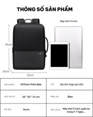 Balo Du Lịch Có Ngăn Laptop 17inch William Polo Bee GLB1134