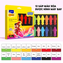 Hộp 12 Bút Sáp Màu Rửa Được Colorkit Hình Máy Bay PCR-C018/AK