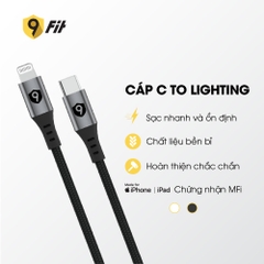 Combo sạc nhanh 9Fit Power Delivery 65W 1A2C kèm Cáp USB-C to Lightning hỗ trợ công nghệ GaN, PD màu đen