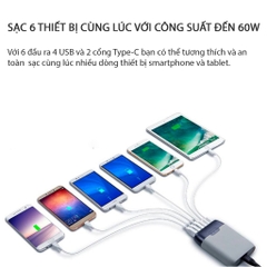 Sạc MiLi 6 cổng 60W PD 30W Station III - HC-H60-C