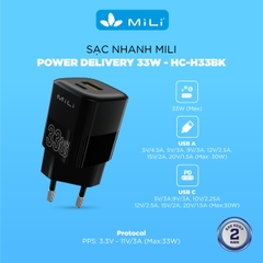 Sạc PD 33W GaN MiLi - HC-H33BK