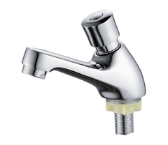 Vòi Lavabo Nhấn Hơi, Vòi Lắp Chậu Rửa Mặt, Vòi Đơn Lạnh, Tiết Kiệm Nước, Tự Động Ngắt Nước, Chất Liệu Đồng Mạ Crom, New