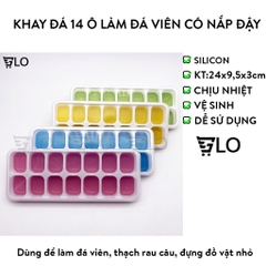 Khay Đá 14 Ô Làm Đá Viên, Rau Câu, Trữ Đồ Ăn Dặm Cho Bé Có Nắp Đậy