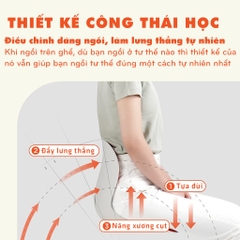 Ghế Công Thái Học Chống Gù Lưng, Ghế Bệt Văn Phòng Giúp Ngồi Thẳng Lưng Phù Hợp Trẻ Em, Sinh Viên, Người Đi Làm