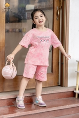 Bộ Bé gái cotton ngắn tay vải loang size 2/12 tuổi