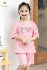 Bộ Bé gái cotton ngắn tay vải loang size 2/12 tuổi