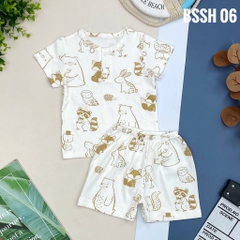 Bộ sơ sinh 2 cúc ngắn tay 6/36