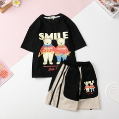 Bộ cotton cao cấp Bé trai, bé gái in Smile size 4/12 tuổi