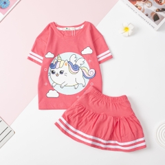 Bộ cotton Bé gái chân váy chạy sọc size 3/10 tuổi