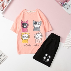 H427 Bộ cotton ngắn tay Bé gái size đại 8/14T