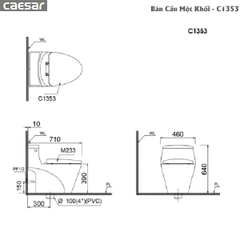 Bàn Cầu Một Khối CAESAR-C1353
