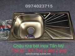 CHẬU INOX  TÂN MỸ 1 HỐ - 1 BÀN TM32