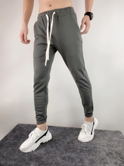 Quần Jogger Thun Trơn Màu Xám Xanh