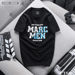 CT540 - Áo Thun Nam Cổ Tròn In Chữ MARC MEN Màu Đen