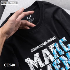 CT540 - Áo Thun Nam Cổ Tròn In Chữ MARC MEN Màu Đen