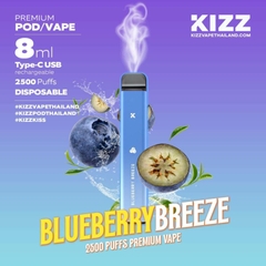 KIZZ Disposable 2500 puffs Blueberry Breeze (Việt quất) | 2%-3%-5% | 8ml | Mesh coil | 650mAh | USB Type C | vapeland.vn