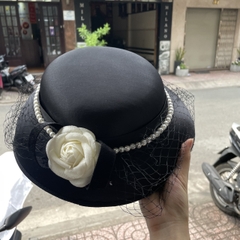 [HCM] Nón chụp hình nhung đen viền hoa Giangpkc  giangpkc-phu-kien-thoi-trang