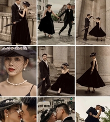 Mũ nhung đen chụp hình cô dâu 2023 viền hoa  giangpkc-phu-kien-thoi-trang