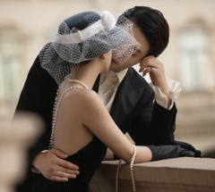 Mũ chụp hình cô dâu đen viền hoa hồng trắng lưới Giangpkc 2023  giangpkc-phu-kien-thoi-trang SP2222520
