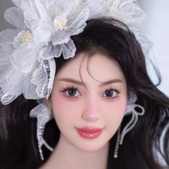 Cài tóc cô dâu hoa voan trắng lớn tặng kèm bông tai T3-2024  giangpkc-phu-kien-thoi-trang