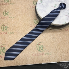Cà vạt nam mẫu thắt sẵn dây kéo 6cm màu xanh đen kẻ sáng kiểu mới nhất 2023 Giangpkc