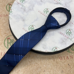 Cà vạt nam mẫu thắt sẵn dây kéo 6cm cao cấp màu xanh chấm trắng mới nhất 2023 Giangpkc