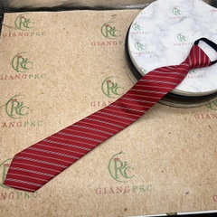 Cà vạt nam màu đỏ kẻ xéo nhỏ thắt sẵn dây kéo 8cm sang trọng mới 2023 Giangpkc