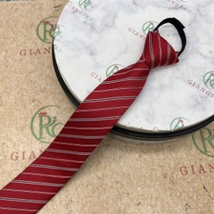 Cà vạt nam mẫu thắt sẵn dây kéo 6cm màu đỏ kẻ chỉ trắng đen mẫu mới nhất 2023 Giangpkc