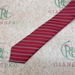 Cà vạt nam mẫu thắt sẵn dây kéo 6cm màu đỏ kẻ chỉ trắng đen mẫu mới nhất 2023 Giangpkc
