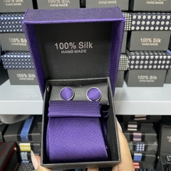 Cà vạt nam màu tím kèm hộp bản nhỏ 6cm dành cho nam thanh niên set đầy đủ mẫu t11-2023 Giangpkc 011-90