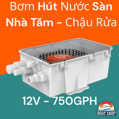 Bơm Hút Bể Phốt Nhà Tắm, Bơm Nước Lườn Tự Động 12V, Lưu Lượng 750 Gallons/ giờ