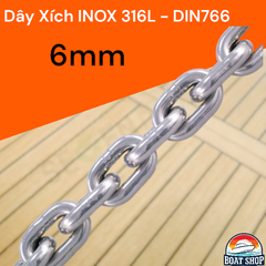 Dây Xích DIN766, 6mm, Chất Liệu Thép Không Gỉ, Mã LR00704, dùng neo tàu thuyền