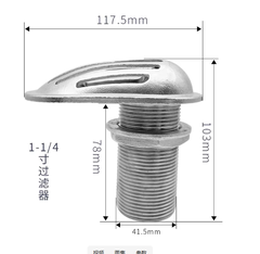 (Phi Ngoài 41.9mm, Phi Trong 38.1mm ) Thông Đáy Tàu Con Sò Phi Trong 38.1mm ~ 1-1/2 inch, Chất Liệu Inox 316, Mã SF30645-6
