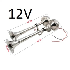 Kèn Đôi Dạng Trumpet Cho tàu Cano, Chất Liệu Inox 304 , Kích Thước 390/475mm , Điện Áp 12/24V tùy chọn