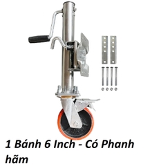 Chân Kéo Trailer Có Phanh Hãm, 1 Bánh 6 Inch , Chất Liệu Thép Mạ Kẽm