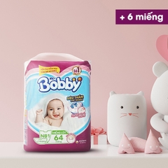 [Tặng 6 miếng] Tã/Bỉm giấy Bobby Newborn 1- 64 miếng