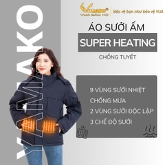 Áo sưởi Ấm Super Heating Yamako 9 vùng sưởi nhiệt màu XANH THAN